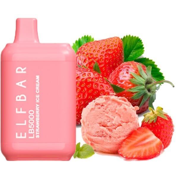 Одноразовая электронная сигарета Elf bar LB5000 Strawberry Ice Cream (Клубничное мороженое)