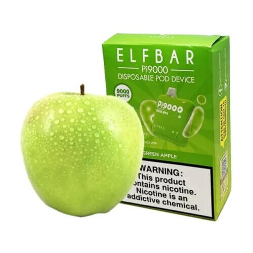 Elf Bar Pi9000 Green Apple (Зеленое яблоко) Одноразовый POD