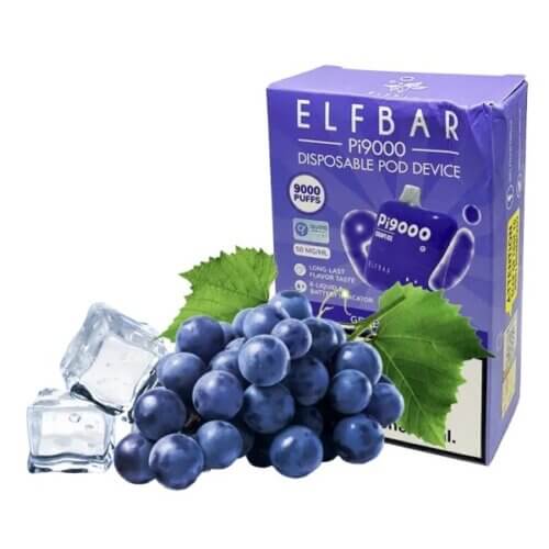 Elf Bar Pi9000 Grape ice (Виноград, Лёд) Одноразовый POD