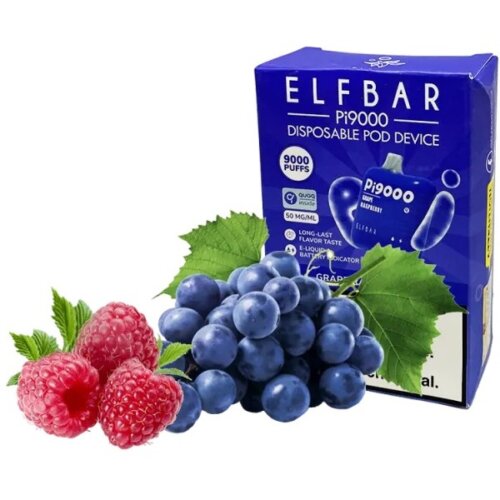 Elf Bar Pi9000 Grape raspberry (Виноград, Малина) Одноразовый POD