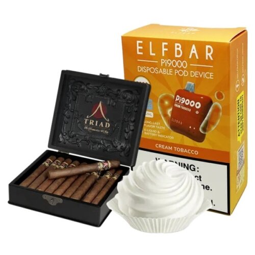 Elf Bar Pi9000 Cream tobacco (Табак, Сливки) Одноразовый POD