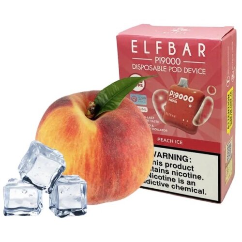 Elf Bar Pi9000 Peach ice (Персик, Лёд) Одноразовый POD