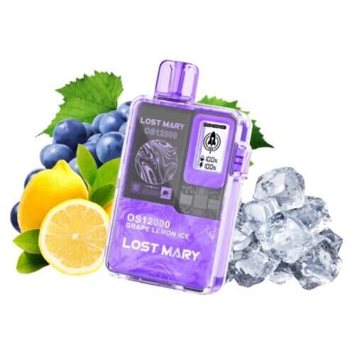 Одноразовый POD Lost Mary OS12000 Grape Lemon Ice (Виноград, Лимон, Лед)