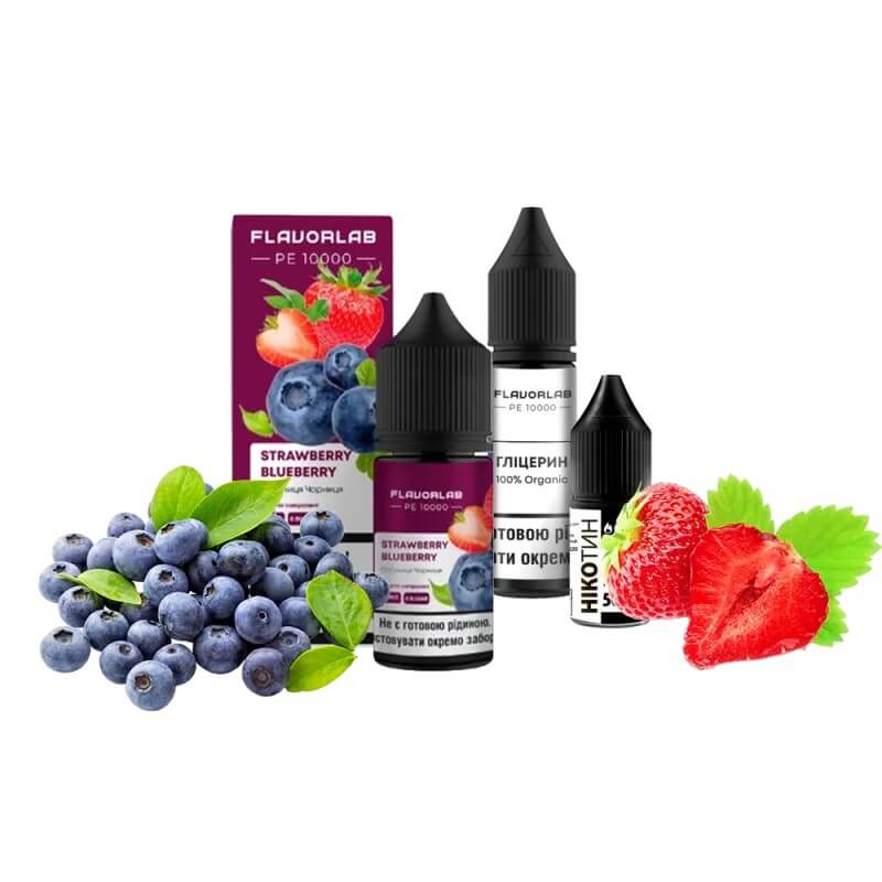 Набор для самозамеса Flavorlab PE 10000 Strawberry Blueberry (Клубника, Черника, 30 мл) Набор для самозамеса Flavorlab PE 10000 Strawberry Blueberry (Клубника, Черника, 30 мл)